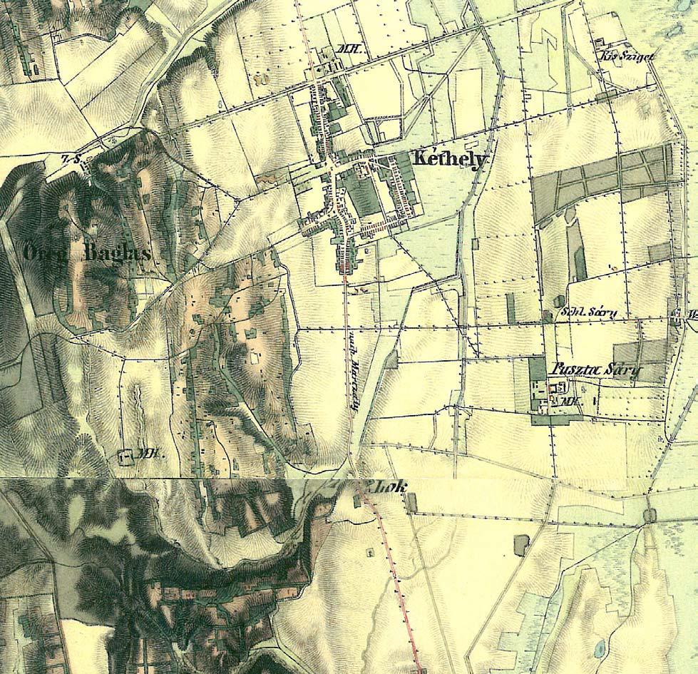 II. Katonai felmérés (1806-1869) A Második Katonai felmérésen látható a település fejlődése, újabb házak jelennek meg a főúttól nyugati irányban, a Baglyas felé, valamint egy újabb, keleti irányú