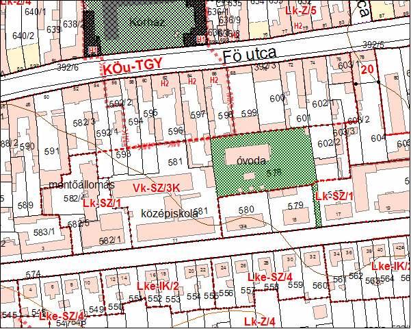 15/M2 Fı utca 594-597 hrsz közötti ingatlanok övezeti határa és az