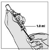 Olge ettevaatlik: ärge tõmmake süstlakolbi liiga kiiresti see võib liikuda üle 1 ml märgi või süstlast välja. 6.