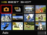 3. A [8], [2], [4], és [6] gombok segítségével vigye a keretet ki a használni kívánt felvételre. A BEST SHOT menü több oldalas. A [8] és [2] gombok segítségével lapozhat az oldalak között.