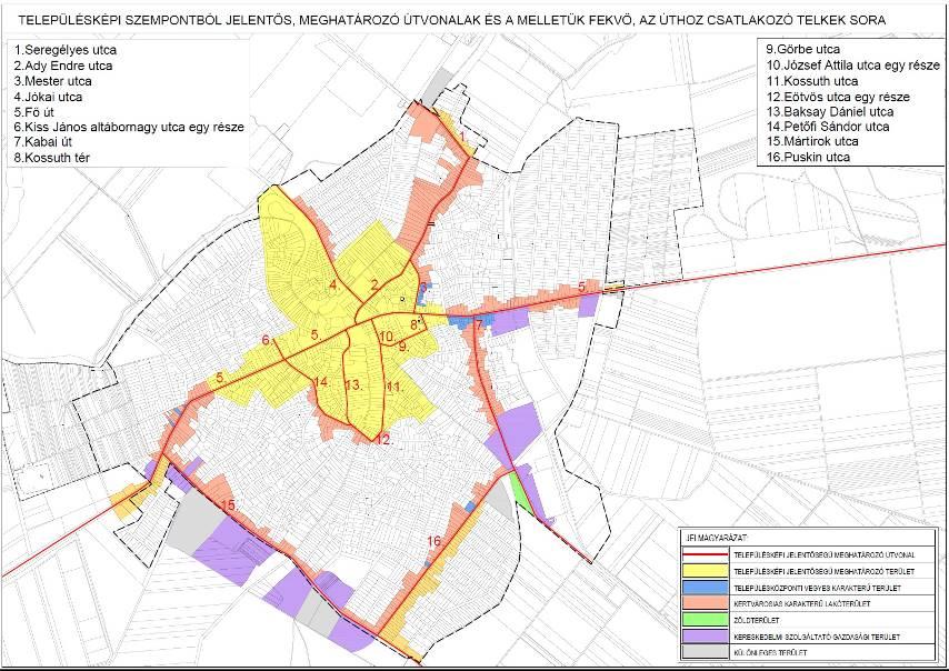 2. Településképi szempontból jelentős, meghatározó útvonalak mellett fekvő, az úthoz csatlakozó telkek sora Melléklet 3.
