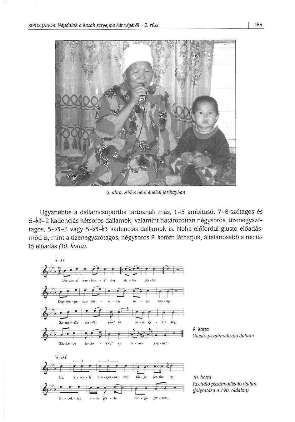 SÍPOS JÁNOS: Népdalok a kazak sztyeppe két végéről - 2. rész 189 2. ábra.