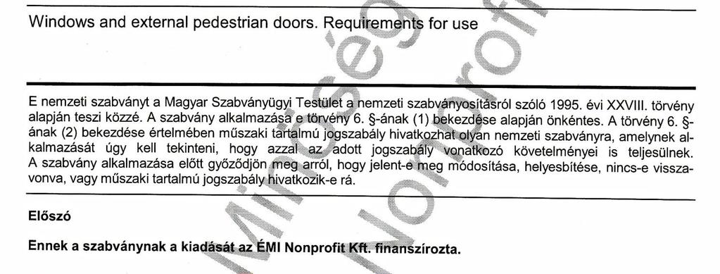 Magyarországi teljesítőképességi követelmény szabvány MSZ