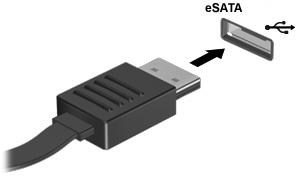 Az esata-eszköz használata Az esata-port egy kiegészítő, nagy teljesítményű esata-eszközt, pl. esata külső merevlemezt csatlakoztat a géphez.
