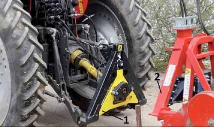 A hónap témái 10. kép Traktor és munkagép összekapcsolása GDS gyorskapcsolóval 1 vontató kapcsolómodulja; 2 munkagép eszközkerete (Forrás: www.deraland.