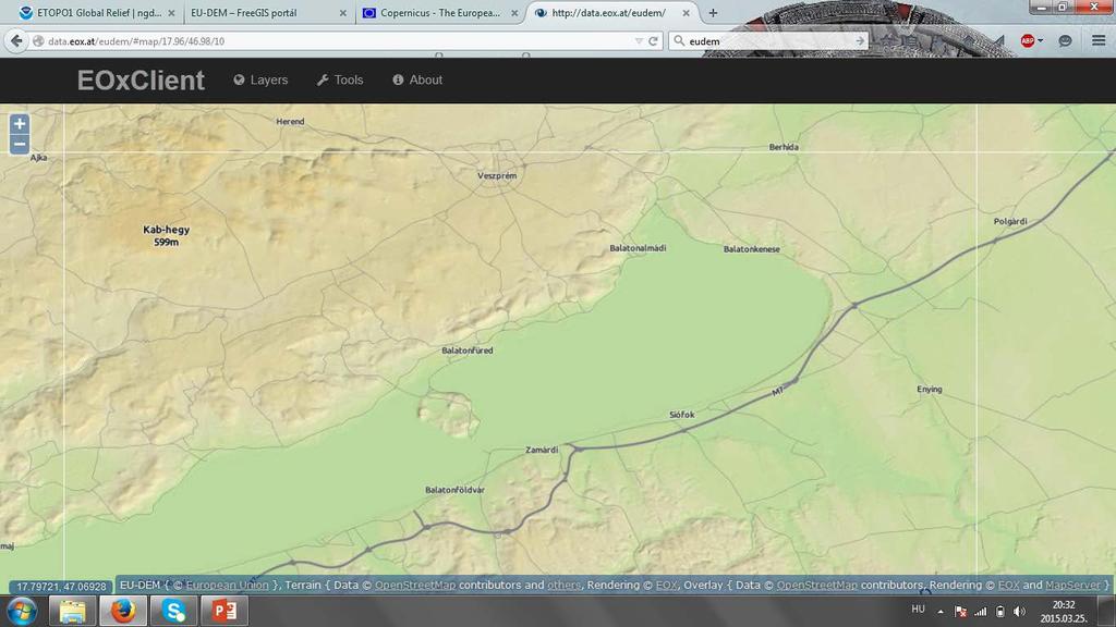 EUDEM Aster GDEM és SRTM keveréke kb.