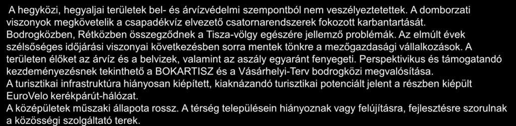 A térség infrastrukturális adottságai 2/2 A hegyközi, hegyaljai területek bel- és árvízvédelmi szempontból nem veszélyeztetettek.