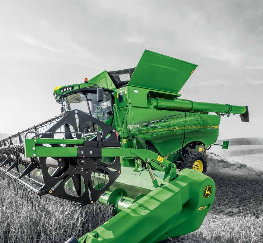 John Deere S kombájnok NAGYMÉRETŰ DYNAFLOW PLUS TISZTÍTÓ RENDSZER ELÉRHETŐ GYÁRI LÉGKOMPRESSZORRAL ÚJ MÉRŐCELLÁS AKTÍV KALIBRÁLÓ RENDSZER A HOZAMMÉRÉSHEZ INTELLIGENS FUNKCIÓK GUMIHEVEDERES