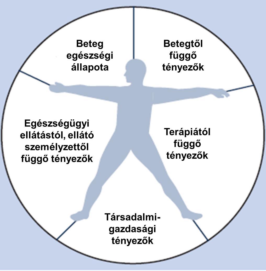 Mit tehet a beteg és szervezete betegegyüttműködés befolyásoló Krónikus betegségek Tünetmentes betegségek Tünetek súlyossága Depresszió Pszichotikus betegségek Mentális problémák tényezők WHO, 3013