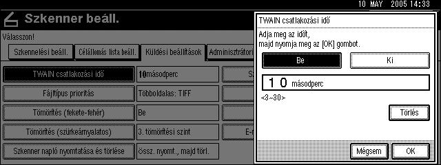 Jelen rész a Szkenner tulajdonságok beállításait ismerteti. A teljes rendszer beállításával kapcsolatosan lásd: Általános beállítások. A Nyomja meg a {Felhasználói eszközök/számláló} gombot.