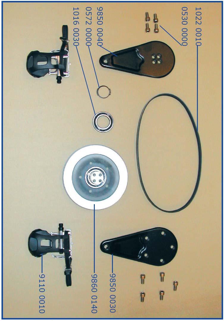 Pedál P/N Név Egységek 1022 0010 Poly-V ékszíj 1 0530 0000 Csavarok 9 9850 0040 Pedálkar, bal 1 0572 0000 Seeger gyűrű