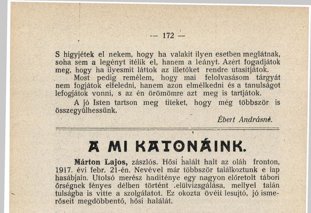 * Ä Ml KATONÁINK. Márton L a j o s, zászlós. Hősi halált halt az oláh fronton, 1917.