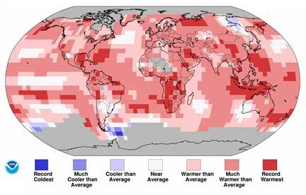 Világszerte felmelegedés Hőmérsékleti anomáliák a 2016.