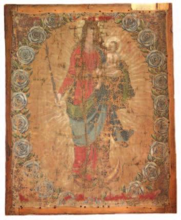 133A. KÉP 133B. KÉP 133. A XVI. század második felében készült egy ismeretlen templom zászlaja, amelynek mérete keret nélkül 79 64 cm.