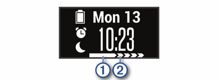 Garmin Connect fiókban, 7. oldal). Idő és dátum Az aktuális idő és dátum. Az okostelefonnal vagy számítógéppel való szinkronizáláskor az eszköz frissíti az időt és a dátumot.