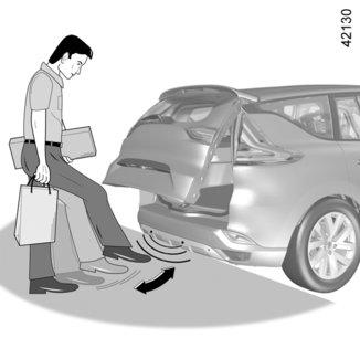 MOTORIZÁLT CSOMAGTÉRAJTÓ (3/5) 4 A műszerfali kapcsolóval Nyomja meg hosszan a kapcsolót 4.