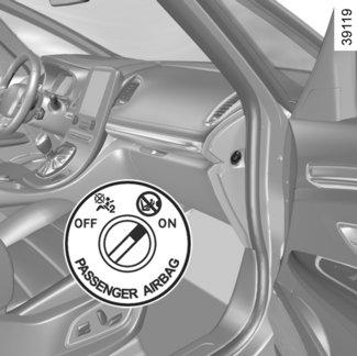 GYERMEKEK BIZTONSÁGA: első utasoldali légzsák kikapcsolása/bekapcsolása AIRBAG (3/3) 1 2 Működési rendellenességek Ha az első utasoldali légzsákok - airbag kiés bekapcsoló/kikapcsolás rendszere