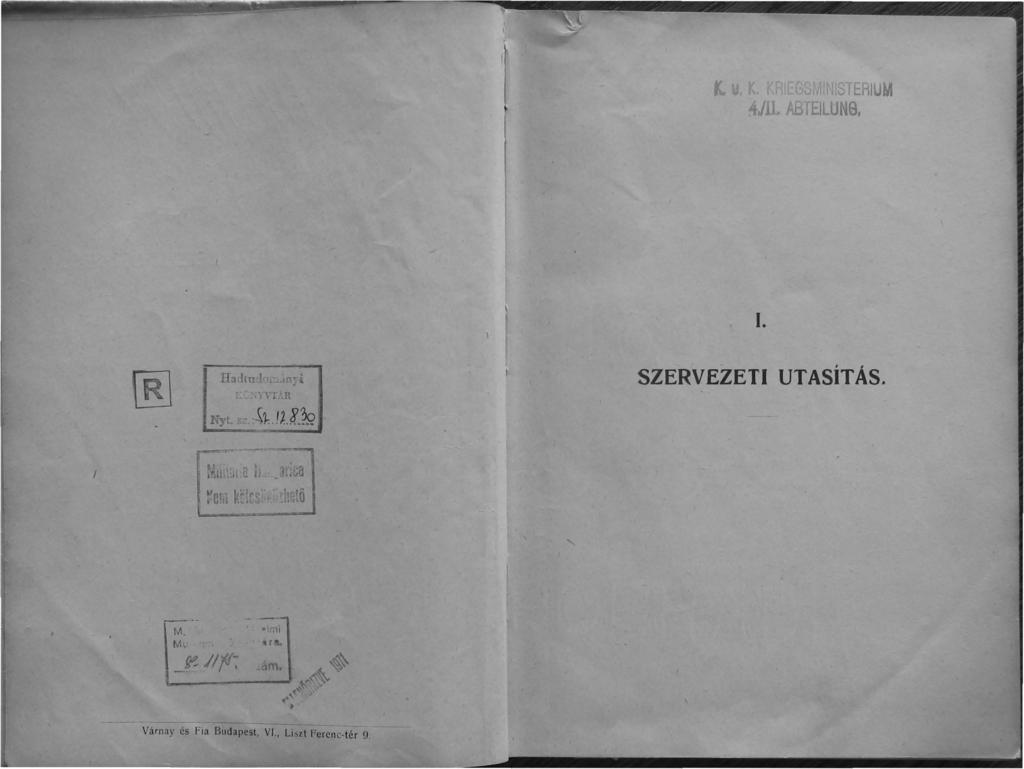 r. I (JJI'I,lufERIUM 4,/11. /J:dl EIUJNS. I... í' SZERVEZETI UTASÍTÁS. I, ~J., II J If.