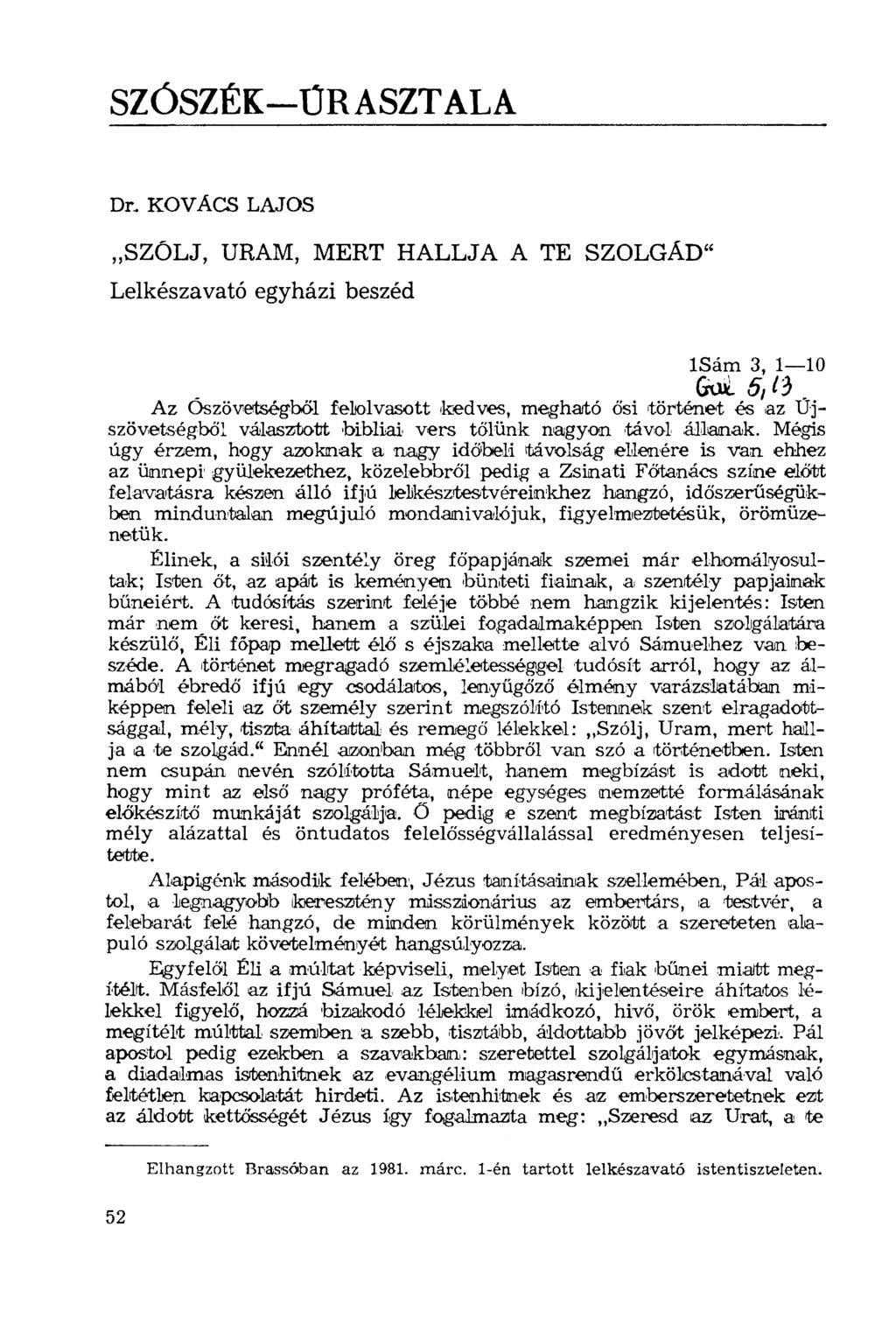 SZÓSZÉK-ÜR ASZTALA Dr.