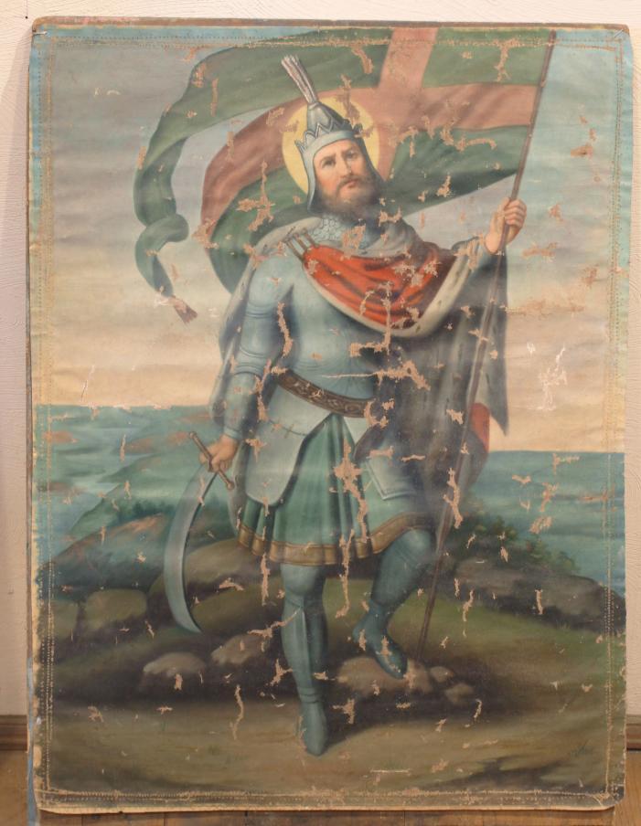 1/1 1/2 1. Szent Erzsébet/Szent László-zászlókép restaurálása ALKOTÓ: ismeretlen ANYAG: olaj, vászon KELETKEZÉSI IDŐ: XIX.