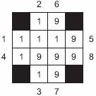 Az ábra egy lakótelepet szimbolizál, ami egy 2x2x2-es kockán található.