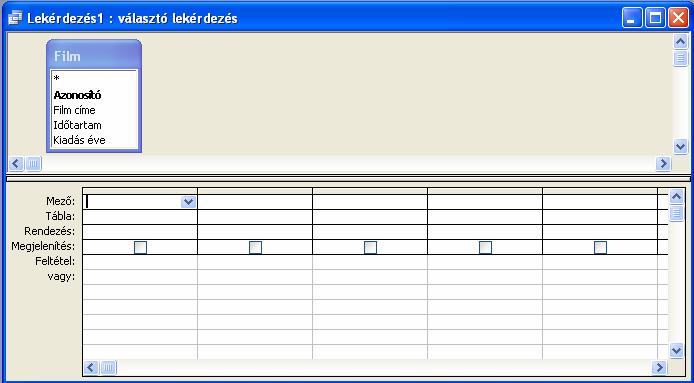 Tábla megjelenítését bezárom Mező: Kiválasztom a legördülő menüből a mezőnevet Tábla: automatikusan kitölti, hogy melyik táblából vettük a mezőnevet Rendezés: három féle lehet: Növekvő: abc szerint