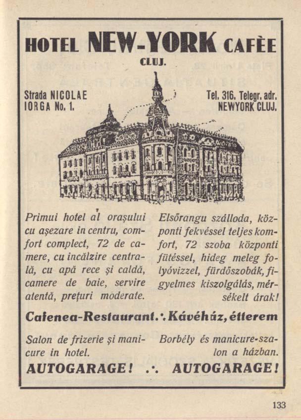 Primui hotel al oraşului Elsőrangú szálloda, közcu aşezare in centru, com- ponti fekvéssel teljes kom fort complect, 72 de ca- fort, 72 szoba központi mere, cu încălzire centra- fűtéssel, hideg meleg