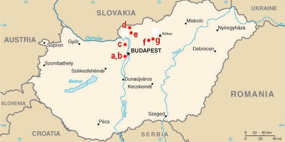 6. A VIZSGÁLT HIDAK BEMUTATÁSA A vizsgált kőhidak Észak-Magyarországon, Pest, Nógrád és Heves megyékben találhatóak. A 30.