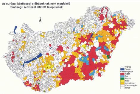 ivóvizében (KSH, 2005) Ivóvízminőség-javító Program (2001-ben fogadták el) lakosság ¼-ére terjed ki a vállalt határidők részben lejártak EU-s