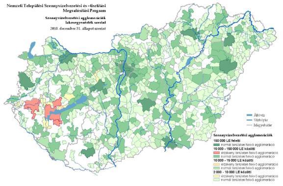 december 31-ig az érzékeny területeken fekvő 10 ezer LE feletti szennyvízelvezetési agglomerációkban (Balaton, Velencei-tó és Fertő-tó vízgyűjtőterülete) biztosítani kellett a szennyvízgyűjtő