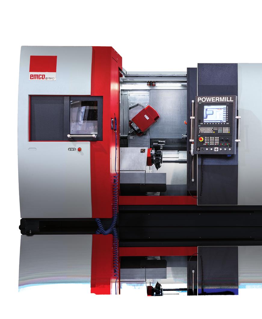 HYPERTURN 65 Powermill [ Felső szerszámrendszer] - Nagyteljesítményű maróorsó 29 kw Nagy fordulatszám tartomány 0-12000 f/perc Vízhűtésű orsómotor HSK-T63-val Belső és külső hűtőfolyadék bevezetés