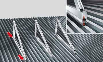 pont Rögzítés ászokcsavarokkal vagy WSF Solar rögzítőkkel alatti szerelési utasítások szerint történik. 2.1.