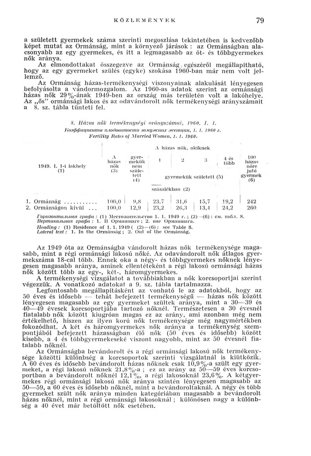 79 a született gyermekek száma szerinti megoszlása tekintetében is kedvezőbb képet m u ta t az Ormánság, m int a környező járások : az Orm ánságban alacsonyabb az egy gyermekes, és itt a legmagasabb