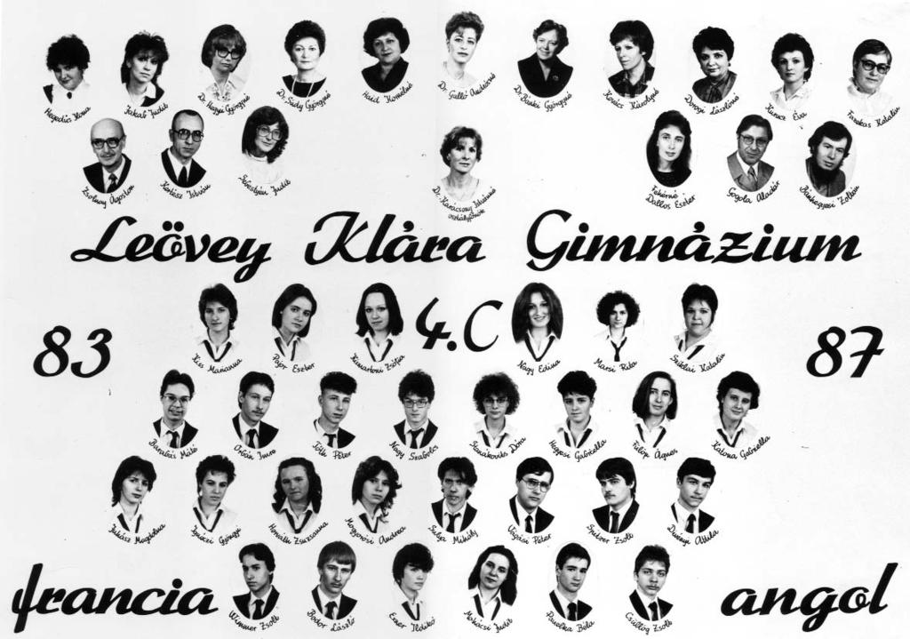 1983-1987 Tablók könyve 1986/87. tanév, IV. C Diákok soronként: 1. sor: Kiss Marianna, Pajor Eszter, Kismartoni Zsófia, Nagy Edina, Marsi Rita, Sziklai Katalin; 2.