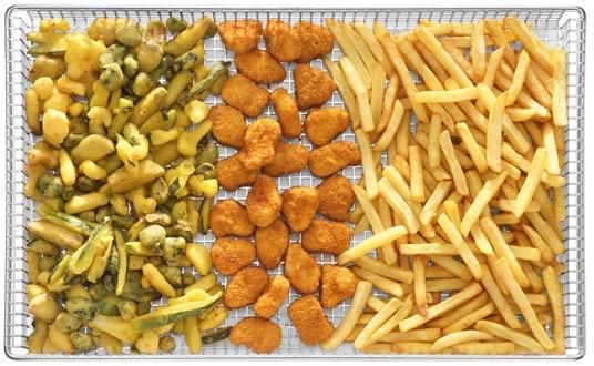 SÜLT ÉS RÁNTOTT ÉTELEK KÉSZÍTÉSE Speciális edények olajban sütéshez és rántott ételekhez.. IDEÁLISAK A KÖVETKEZŐKHÖZ: - Burgonya, rántott olivabogyó, tapas, bundás zöldségekhez az R1104 modellen.