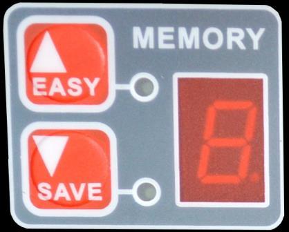 A kijelzőn láthatja, hogy éppen melyik memória tárhelyen áll a gép (0 9). A SAVE gombbal mentse el az aktuális beállításokat.