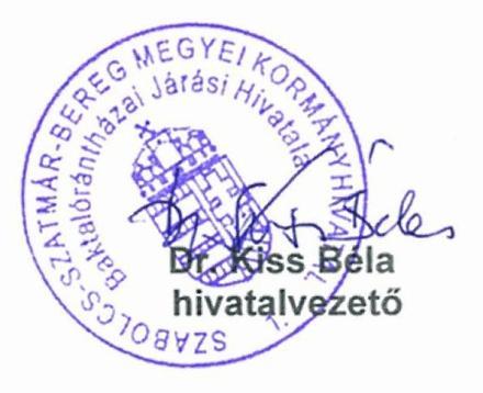 1 Baktalórántházai Járási Hivatala Ügyiratszám: SZ-01/10/00022-6/2018.