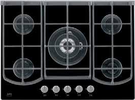 75857G-b önálló, üveg gázfőzőlap 68 cm széles wok 3 öntöttvas edénytartó rács automatikus szikragyújtás termosztátos