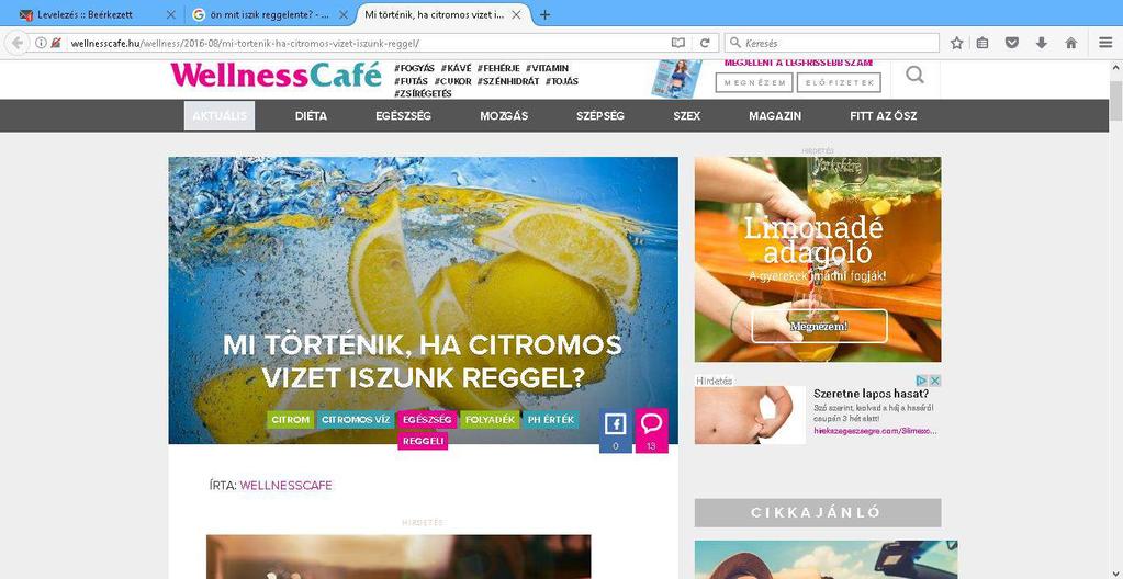 Mi történik, ha citromos vizet iszunk reggel?