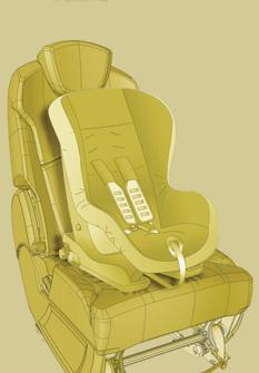 Gyermekek az autóban 98 ISOFIX RÖGZÍTÉSEK Az ülések szabványos ISOFIX rögzítőelemekkel rendelkeznek. Az ülés háttámlája és ülőlapja között található két gyűrűről van szó.
