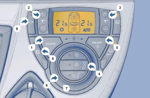 Szellőztetés 56 1 - AUTO üzemmód Ez a légkondicionáló berendezés normál üzemmódja. - Nyomja meg az "AUTO" gombot.