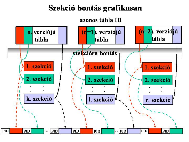 Általános elvek Minden szekció rendelkezik: tábla azonosítóval szekció számmal verzió számmal jelenlegi/következő konfiguráció azonosítóval Szekció szám (section number) Tábla azonosító (table-id)