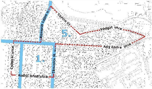 2.2. Az akcióterület kijelölése XXI. Kerület Koltói Anna utca Táncsics Mihály utca Ady Endre út Védgát utca Corvin út Kossuth Lajos utca Ady Endre út Budafoki utca Csőgyár utca által határolt terület.