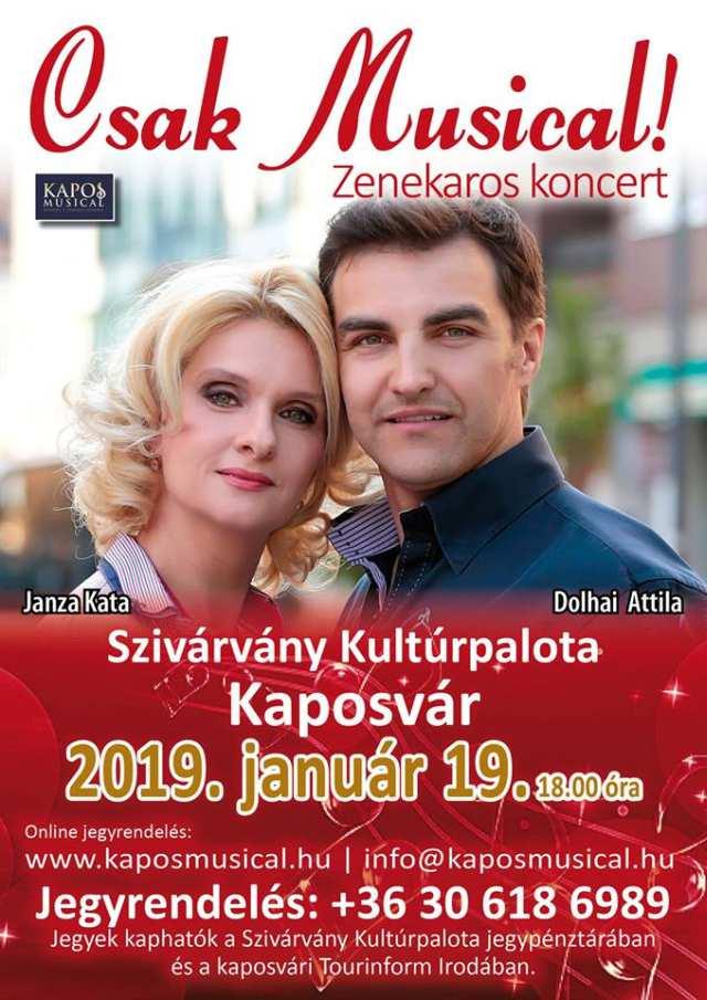 , 82/512-921, kaposvar@tourinform.hu, vagy a www.jegy.hu oldalon 2019. január 19. 18:00 Csak Musical!