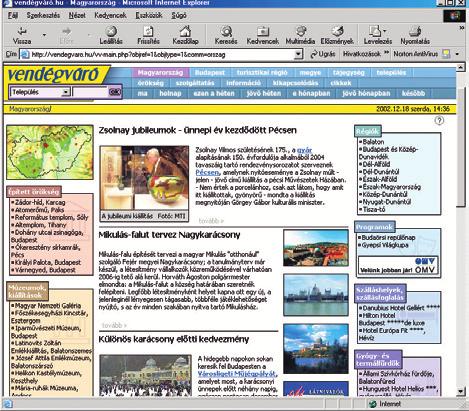 HÓNP WEBHELYE: WWW.VENDEGVRO.HU KOMMUNIKÁCIÓ Magyarországi körutazás Országunk méltán népszerû nevezetességeirôl, látványosságairól.
