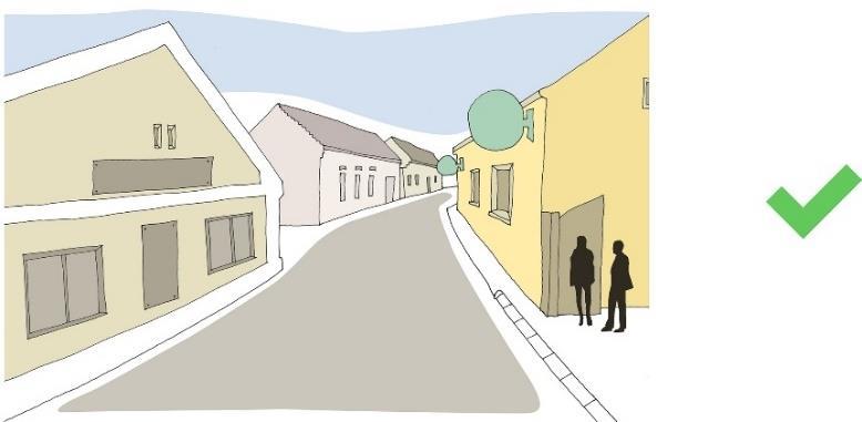 ANYAGHASZNÁLAT, SZÍNEZÉS Az épületek homlokzatain a pasztell színek