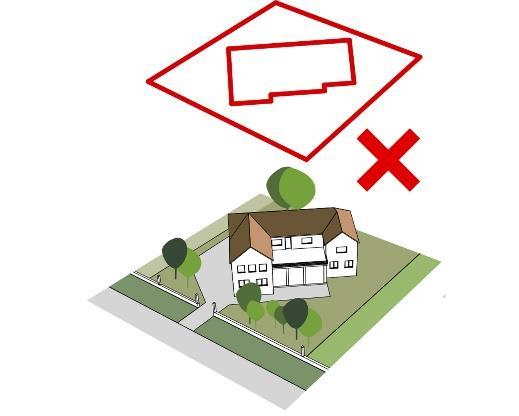 módtól eltérően, az épületek elhelyezése telken belül
