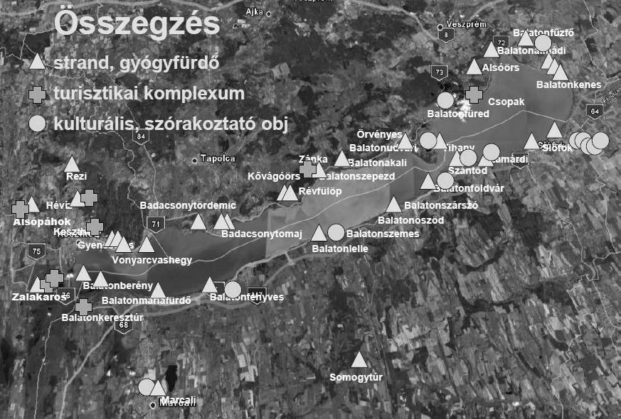 ábra: Megvalósult szálláshely-fejlesztések Balaton üdülő körzetben Forrás: Balaton Fejlesztési Térkép (2008), Balaton