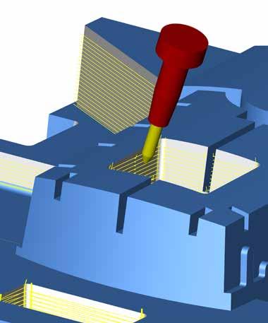 A hypermill MAXX Machining csomag innovatív, nagy teljesítményű megmunkálási stratégiája teljesen kiaknázza a kúpos köríves maró geometriájában rejlő lehetőségeket, hogy kiváló