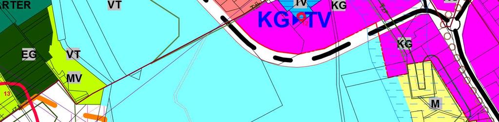Módosított T-2 Településszerkezeti terv Indoklás: A három telken kialakult funkciók a KG területen nem támogatottak, a TV településközpont vegyes